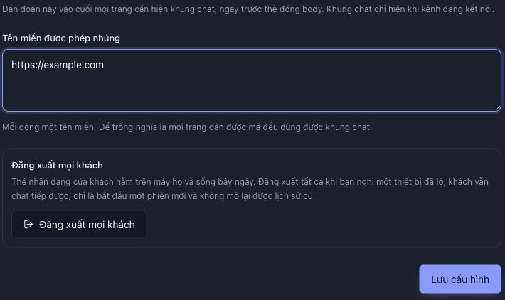 Tên miền được phép nhúng với https://example.com là giá trị mẫu chưa lưu