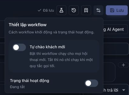 Hai công tắc đều tắt: mẫu đã lưu nhưng chưa tự chạy với khách mới.